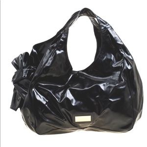 Valentino Nuage Black Patent Leather Bow Bag